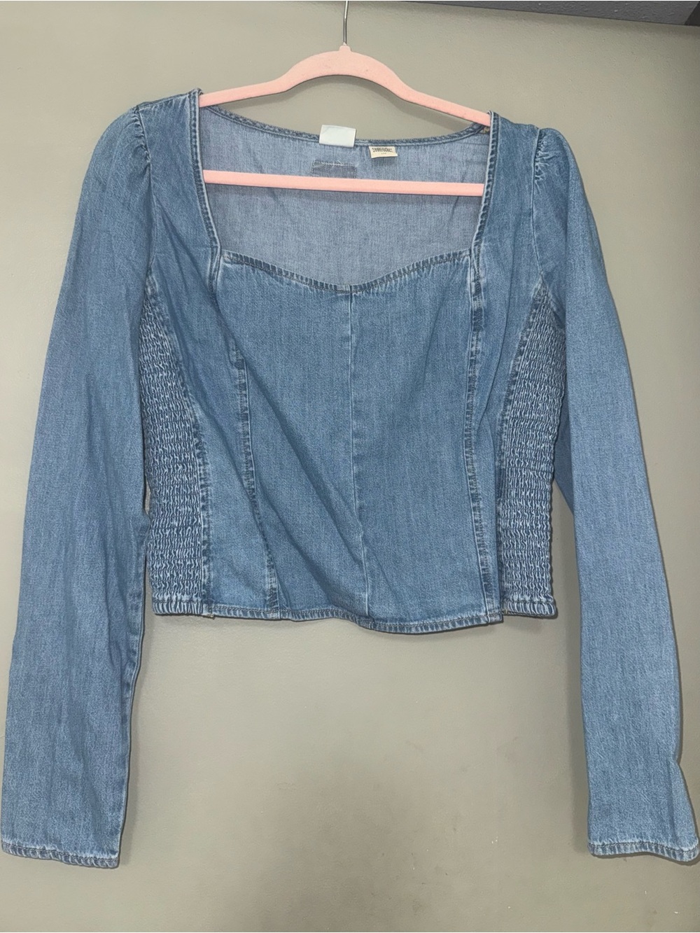 Levi's Light Blue Denim Square-Neck Long Sleeve Top